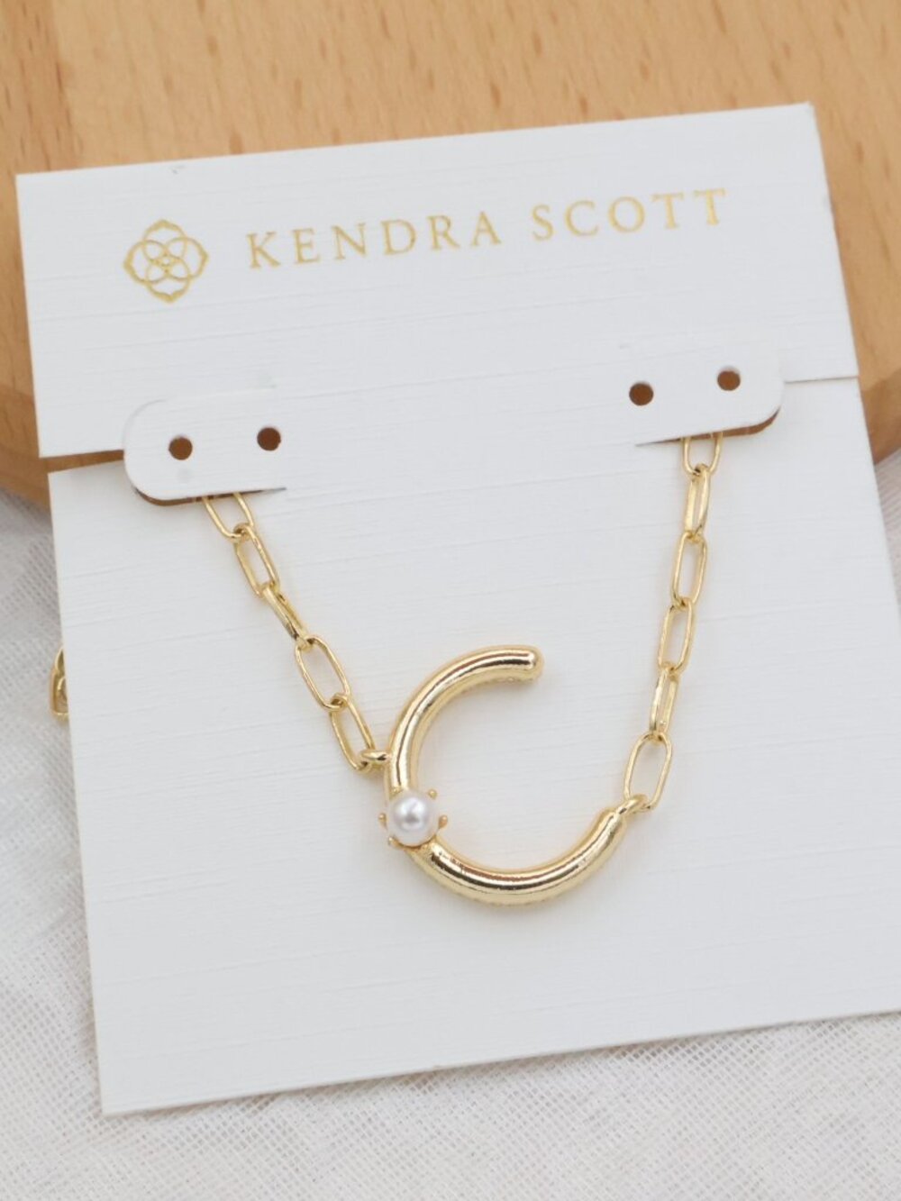 Kendra Scott Letter C Gold Freshwater Cultured Pearl Chain Necklace